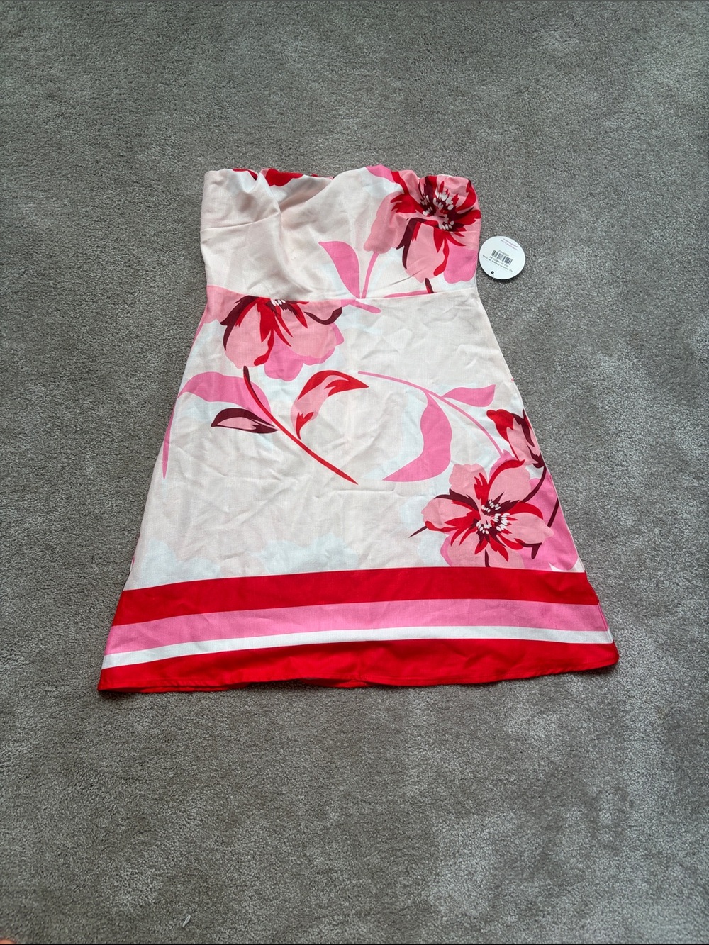 Strapless Floral Sundress in Pink and Red